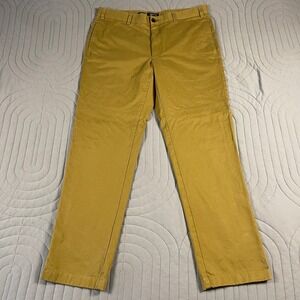 Orvis Trim Fit Chino Pants Mens 40x34 Mustard Yellow Casual Cotton Khaki